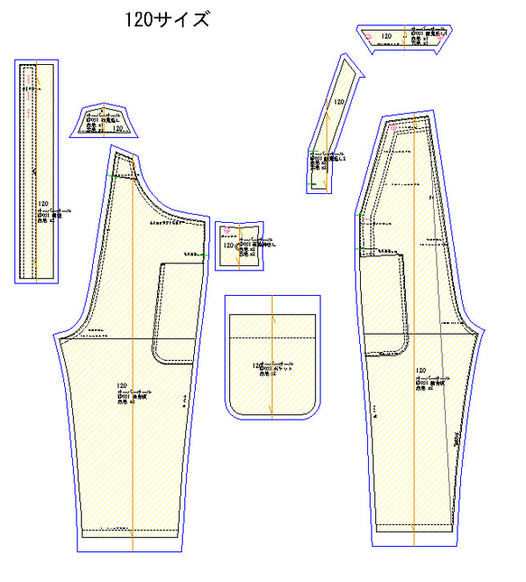 ＜パターンカット済＞　キッズオーバーオール　１２０サイズ　型紙 2枚目の画像