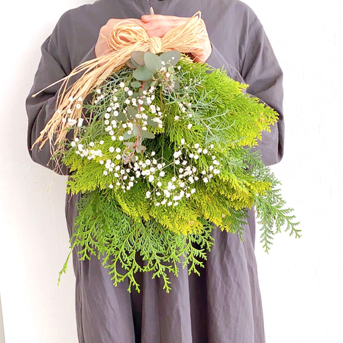 ＊Natural＊グリーンとホワイトの初夏のスワッグ☆ドライフラワースワッグ fbafc2b716c622069fe49a85233519