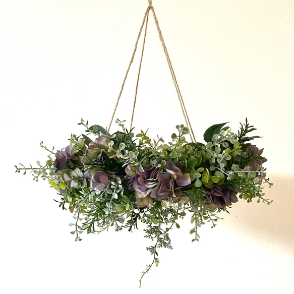 ユーカリと紫陽花のフライングリース ユーカリと紫陽花のフライング