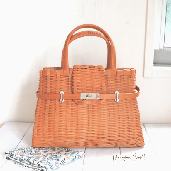 kate spade ハンドバッグ カゴバッグ バンブー 　レザー　天然素材 NOTRE FAVORI レザー メッシュバッグ かごバッグ 編みバッグ