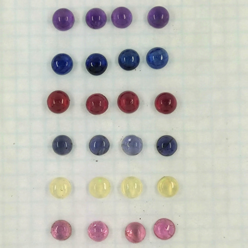 天然石 3ミリ カボッション ルース 8種類x各4個セット 天然石