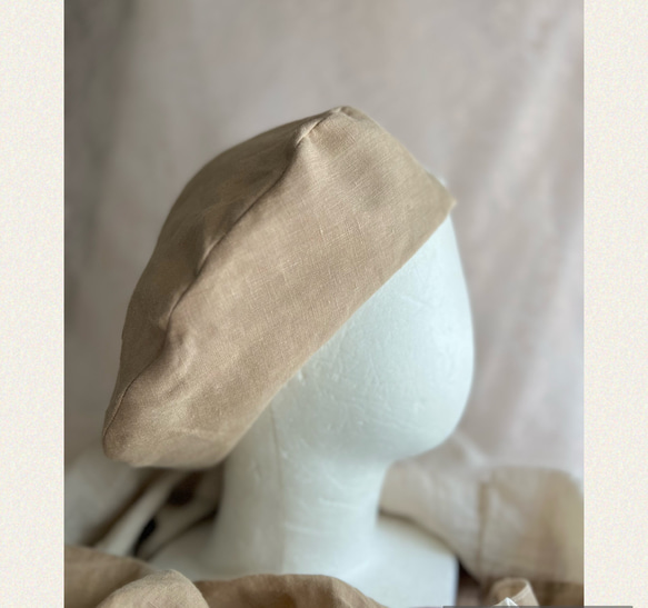フランス製リバーレースの素敵ベレー帽❤️麻/デニム❤️5色❤️スワロビジュ選択❤️内側ガーゼ/涼しく軽量Ｓ〜 LL 8枚目の画像