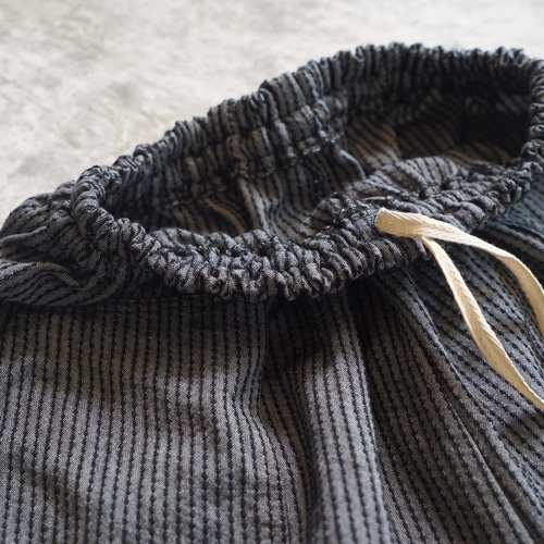 Long一本刺し子バルーンパンツ/4カラー/三河木綿 刺し子織 キュロット