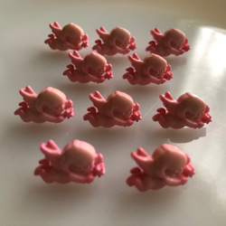 アンティーク ボタン 5個　ビンテージ 昭和 レトロ 個性的 ハンドメイド素材 日本製 ポップ アクセ ピンク　天使 5枚目の画像