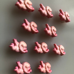 アンティーク ボタン 5個　ビンテージ 昭和 レトロ 個性的 ハンドメイド素材 日本製 ポップ アクセ ピンク　天使 3枚目の画像