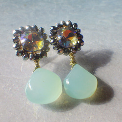 Aurora Mermaid Chalcedony Earrings 　 カルセドニードロップビジューピアス 9枚目の画像