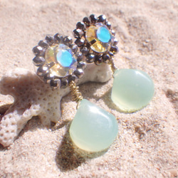 Aurora Mermaid Chalcedony Earrings 　 カルセドニードロップビジューピアス 11枚目の画像