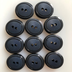 アンティーク ボタン 11個　ビンテージ 昭和 レトロ 個性的 ハンドメイド素材 日本製 ポップ アクセ ネイビー 2枚目の画像