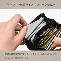【1点限り】栃木レザー ホワイトワックス L字ファスナー 二つ折り財布 メンズ レディース ネイビー 6枚目の画像