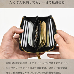 【1点限り】栃木レザー ホワイトワックス L字ファスナー 二つ折り財布 メンズ レディース ネイビー 5枚目の画像