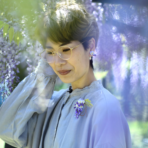 貴女が花］【受注制作2ヶ月】2点組み合わせ〈ブローチ・イヤー