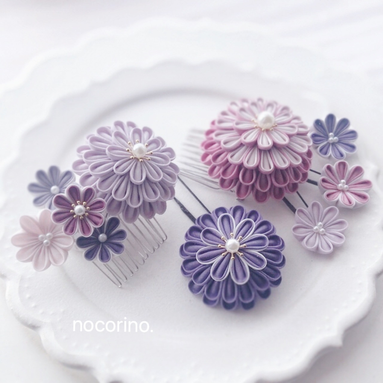 つまみ細工髪飾り　成人式　七五三　卒業式　ウエディング　和装ヘア