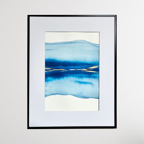 Aqua No.2/抽象画/北欧/A4/現代アート/インテリア/モダン/青/ブルー  