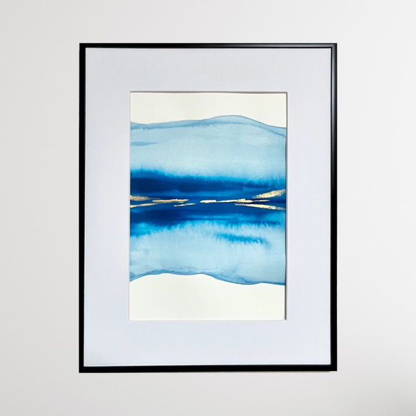 Aqua No.2/抽象画/北欧/A4/現代アート/インテリア/モダン/青/ブルー