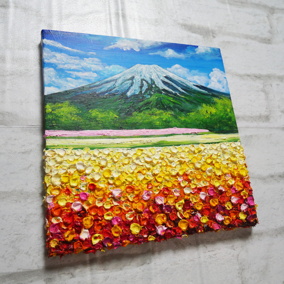 油絵 絵画アートパネル【お花畑と富士山】 9枚目の画像