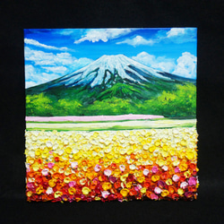 油絵 絵画アートパネル【お花畑と富士山】 10枚目の画像
