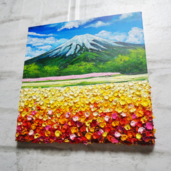 油絵 絵画アートパネル【お花畑と富士山】 8枚目の画像