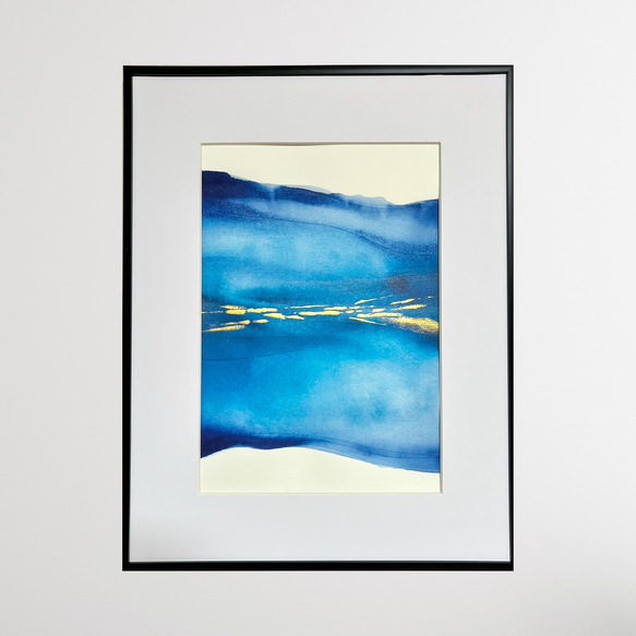 Aqua No.3/抽象画/北欧/A4/現代アート/インテリア/モダン/青/ブルー/癒し/絵画 1枚目の画像