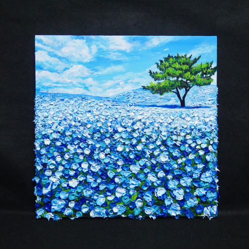 大人も着やすいシンプルファッション 油絵 絵画アートパネル【ネモフィラの丘】 通販 HR 絵画 絵画