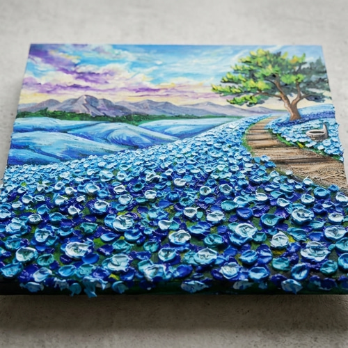 油絵 油彩 油彩画 絵 絵画【青い丘】 油絵 油彩 油彩画 絵 絵画【空と雲の青い丘】 | HIROSHI1990