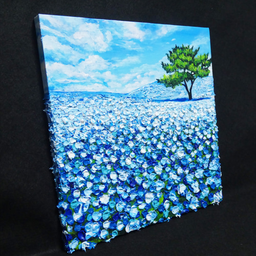 油絵 油彩 油彩画 絵 絵画【青いネモフィラの丘】 油絵 油彩 油彩画 絵 絵画 【ネモフィラの丘】 油絵 油彩 油彩画 絵