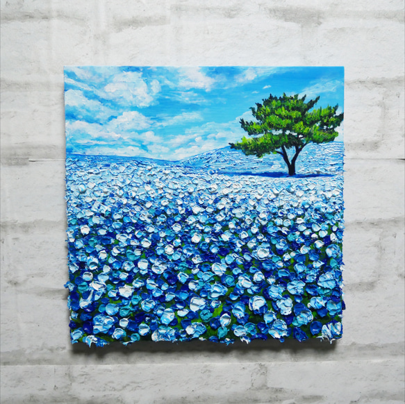 油絵 絵画 アートパネル【ネモフィラの丘】 絵画 HR 通販