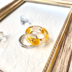 ハンドメイド☆レジン リング 指輪♡ブルー系 ドライフラワー 14号