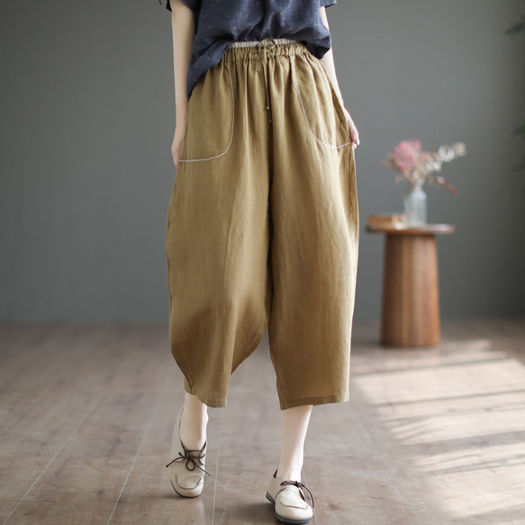 ブランド品専門の 美品☆JURGENLEHL☆麻 ワイドパンツ