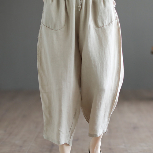 美品★JURGENLEHL★麻　ワイドパンツ　キュロット ブランド品専門の 美品☆JURGENLEHL☆麻 ワイドパンツ