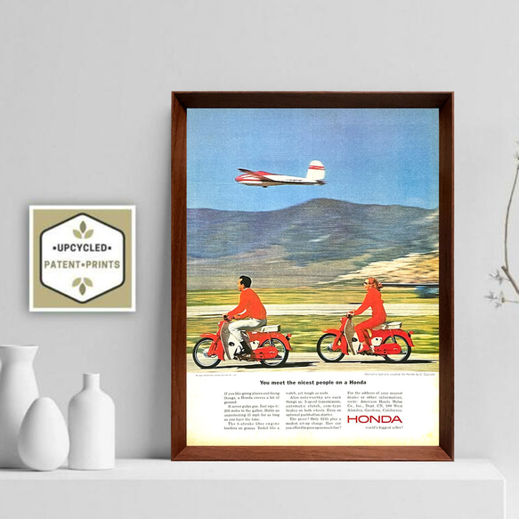 ホンダ オートバイ 1960年代 アメリカ ヴィンテージ 雑誌 広告 額付 ポスター 2枚目の画像
