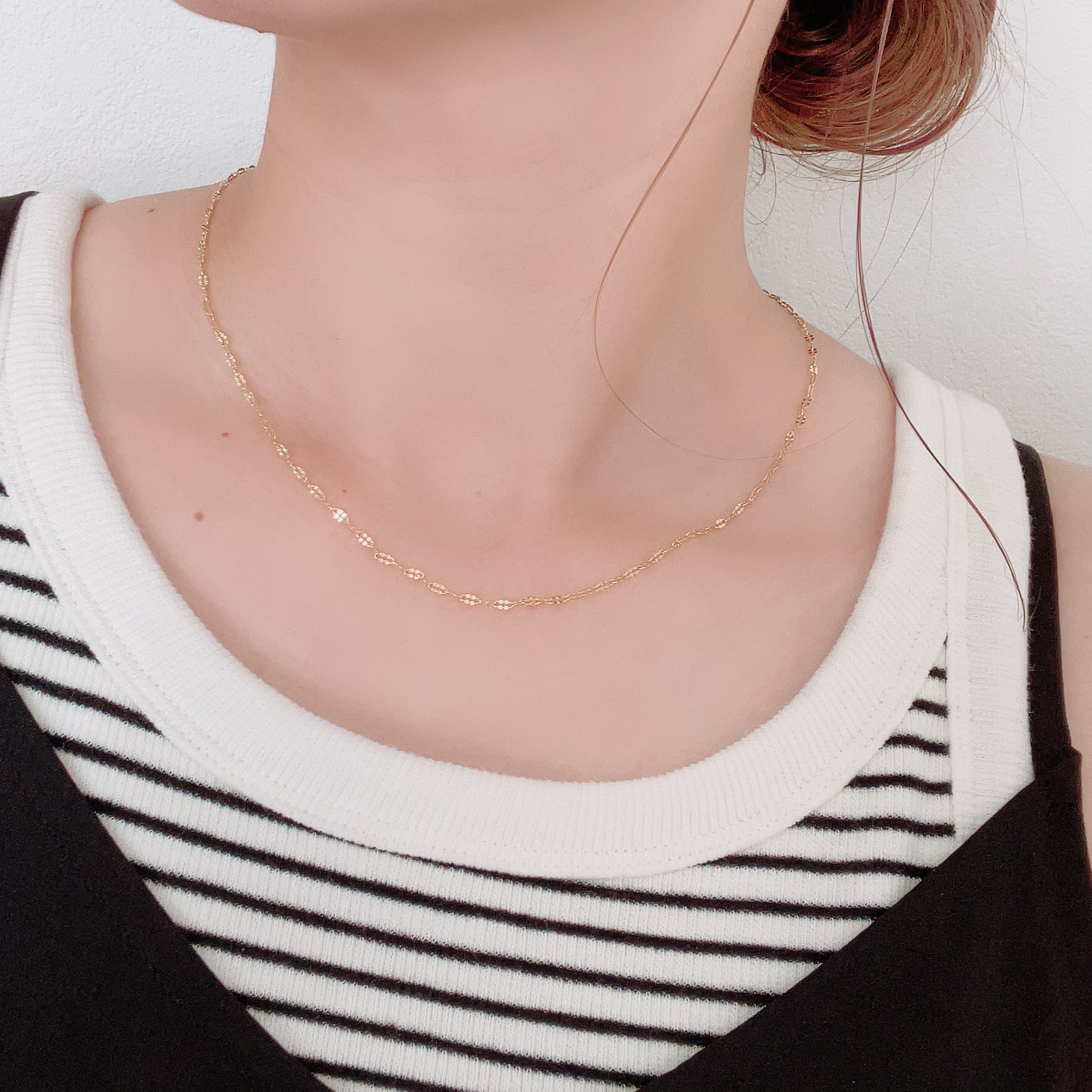 ネックレス おしゃれ ペタルチェーン 定番 シンプル★ete