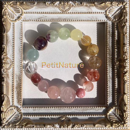 レインボーカラーブレスレット〜大玉スーパーセブン・ブロンズルチル  