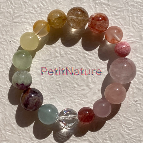 レインボーカラーブレスレット〜大玉スーパーセブン・ブロンズルチル  