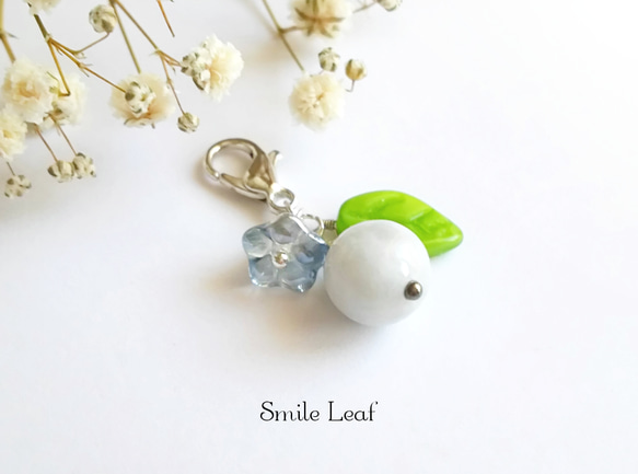 翡翠 花と葉のペンダントチャーム