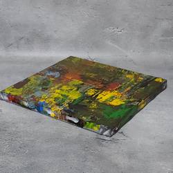 ひろ・あおき　作　「盤009」　アクリル/キャンバス　S3　27.3x27.3cm　抽象絵画　現代アート　スクエア 7枚目の画像