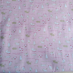AZ112ピンク　猫柄　綿麻プリント生地　綿麻キャンバス　 帆布   コットンリネン生地　平織　天然繊維　2色展開 3枚目の画像