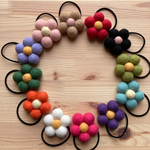 羊毛フェルトのおはなヘアゴム ヘアゴム mokumoku 通販 15848569