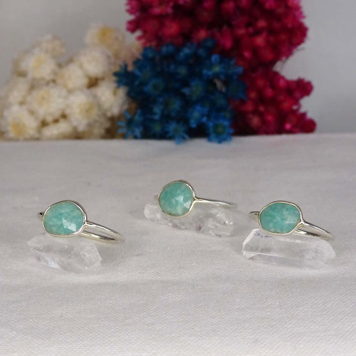 アマゾナイト フリーフォームローズカット ベゼルセッティング