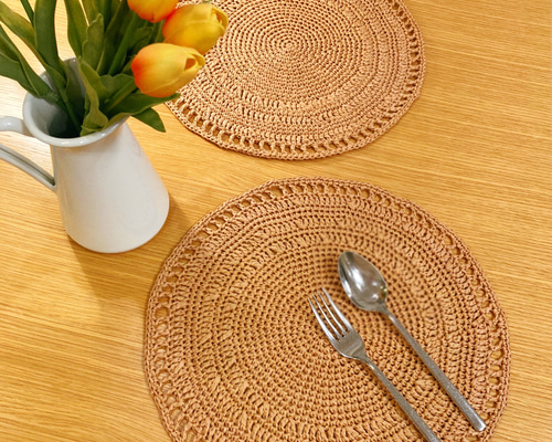 竹製手編みランチョンマット2枚セット(日本製/未使用品) 竹