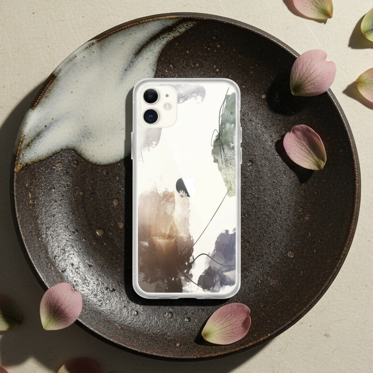 《 待宵 まつよい 》スマホケース Android iPhone対応｜透明 花柄 アートデザイン 全機種対応 プレゼント