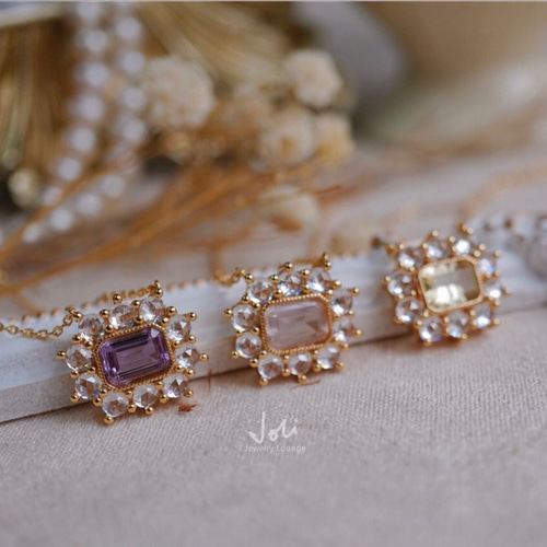 運命の桜 天然ピンククリスタルネックレス 水晶 キラキラ レトロ