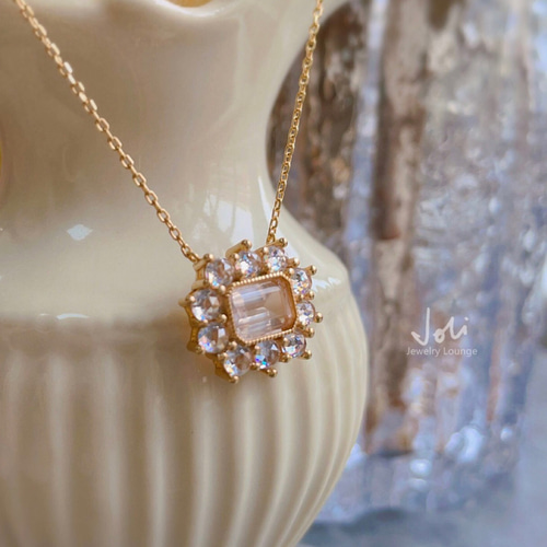 運命の桜 天然ピンククリスタルネックレス 水晶 キラキラ レトロ