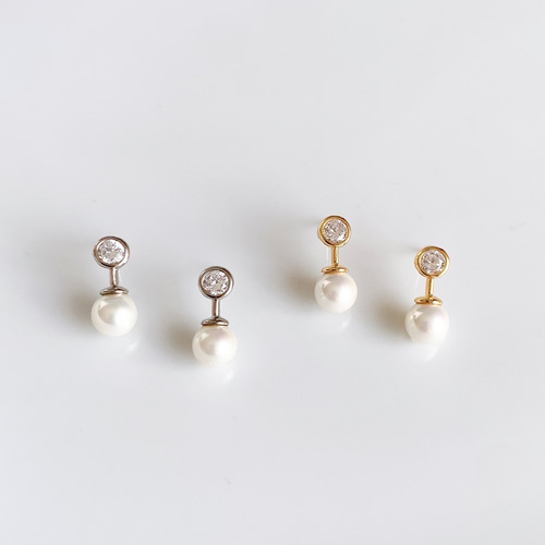 再販》貝パール ジルコニアチェリー【イヤリング/ピアス】/pearl-059
