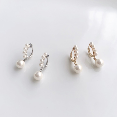 再販》雨粒 貝パールorガラスパール【イヤリング/ピアス】/pearl-060