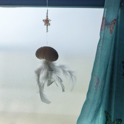 クラゲのモビール ウニ殻 ミズクラゲ  ゼリーフィッシュ オーナメント 吊るし飾り 海月 海 夏 サンキャッチャー 北欧 2枚目の画像