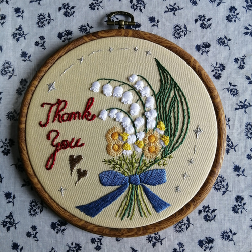 刺繍 壁飾り すずらん刺繍の壁飾り その他インテリア雑貨 HanaDaisy Poodles