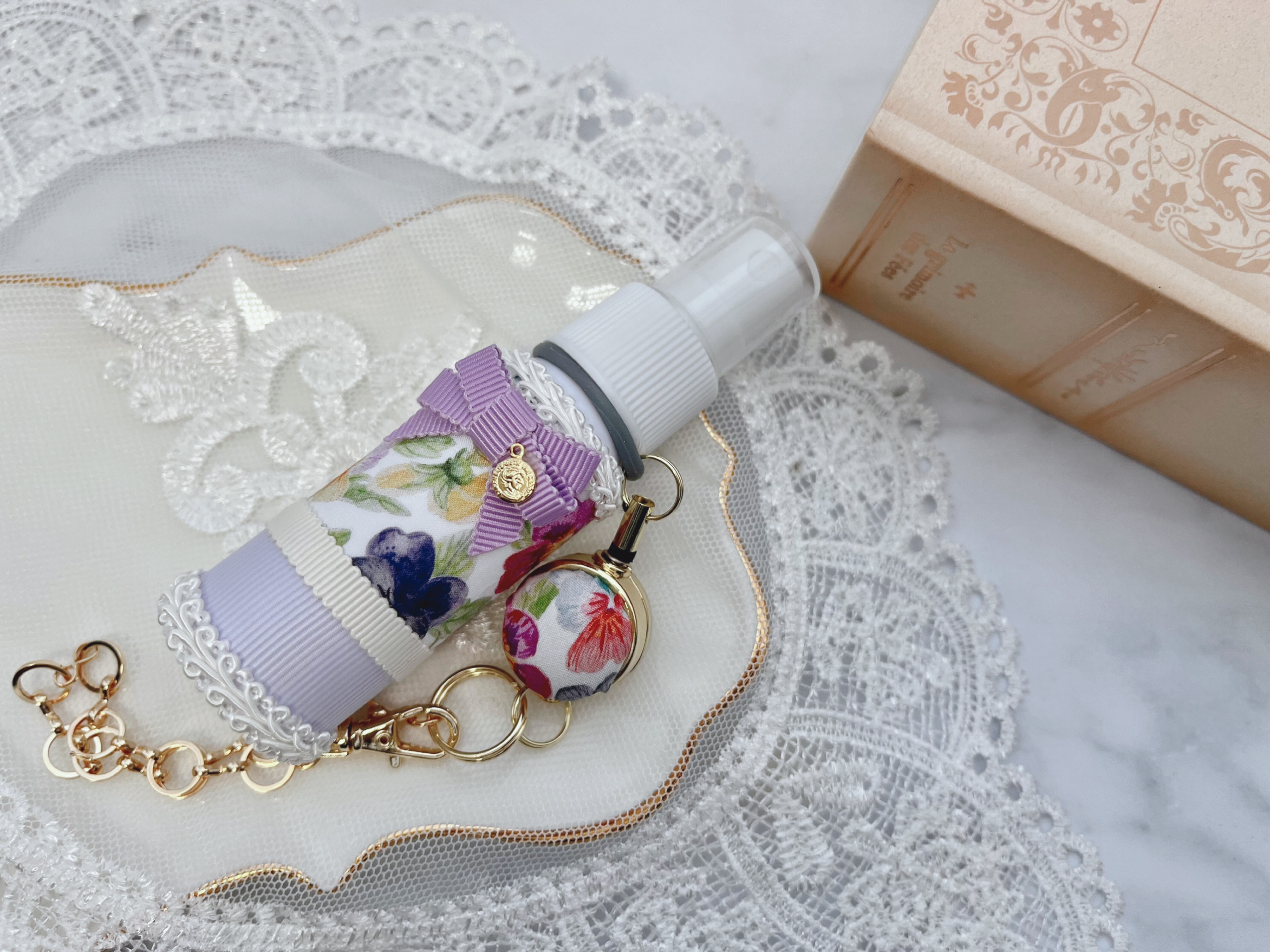 アルコール対応♡スプレーボトル30ml バッグチェーン付き リバティ