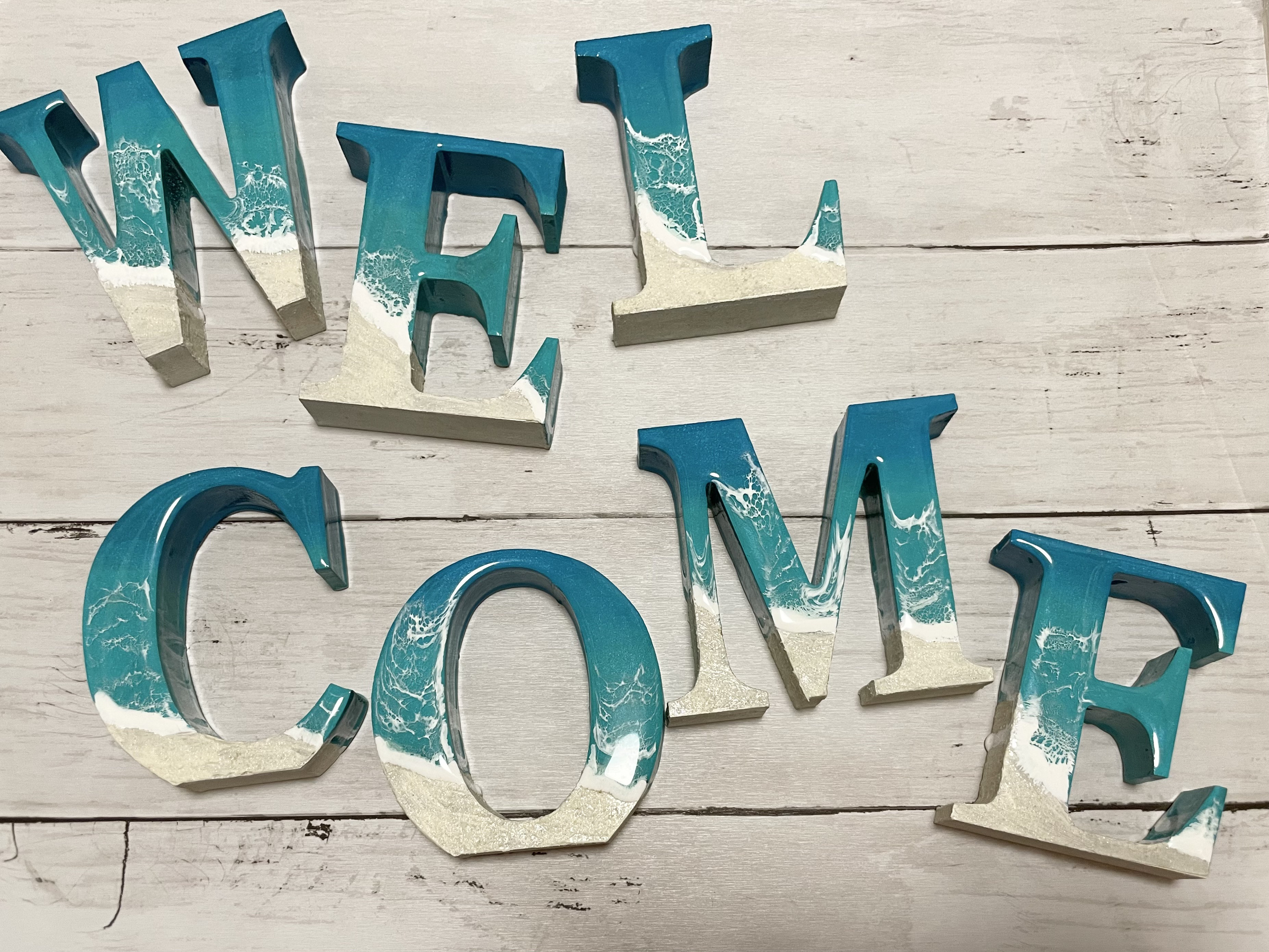 オーシャンアート 波レジンアートWELCOME 7文字セット