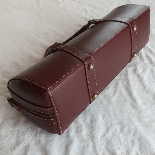 受注制作】ヌメ革のフルートケースカバー（大型・ルーロ型断面の
