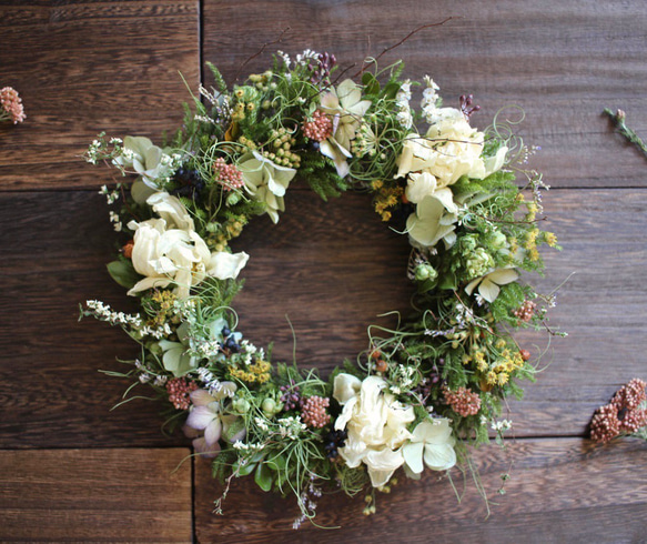 チューリップとライスフラワーの花冠リース✳︎母の日リース◎24センチ  